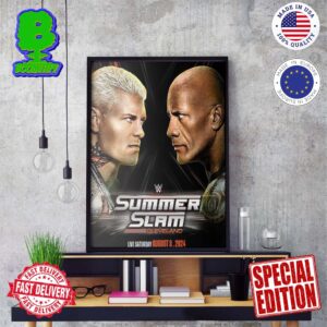 Summer Slam Cleverland Saturday August 3 Cody Vs The Rock Wall Decor Poster Canvas