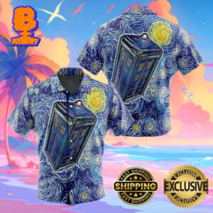Tardis Starry Night Doctor Who Funny Summer Collections Hawaiian Shirt For Men And Women