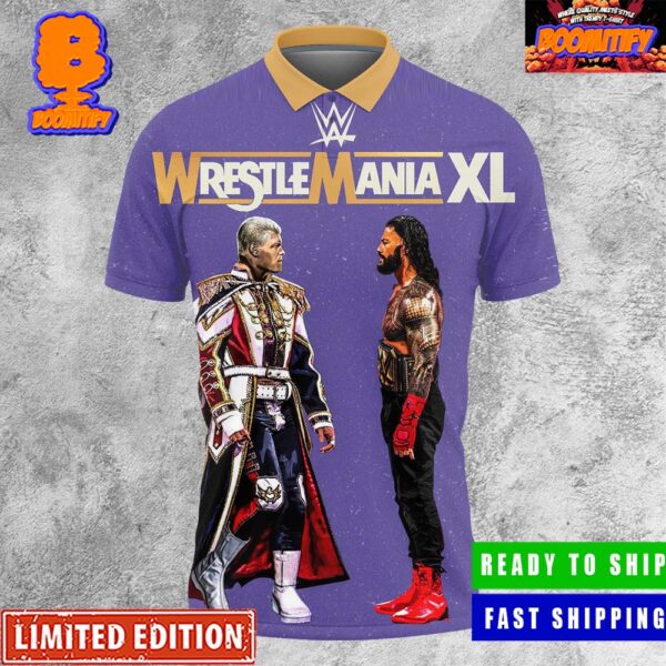 WWE Wrestle Mania 40 Cody Rhodes Vs Roman Reigns Art Polo Shirt