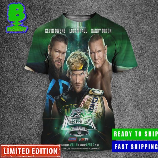 WWE WrestleMania XL 2024 United States Champion Logan Paul Will Defend The Championship In A Triple Threat Match With Kevin Owens And Randy Orton On April 6 And April 7 All Over Print Shirt