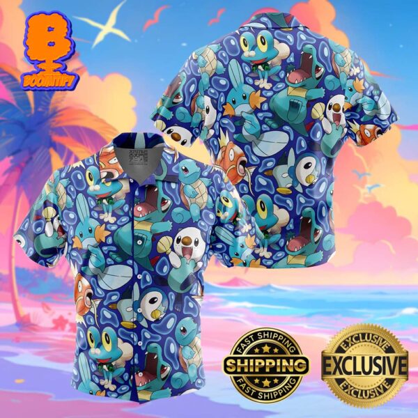 Water Type Starters Pokemon Funny Summer Collections Hawaiian Shirt For Men And Women