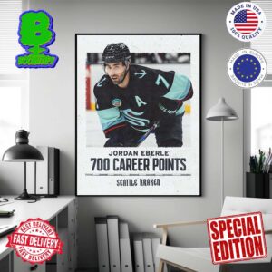 Jordan Eberle?s Assist On Shane Wright?s Goal Was The 700th Point Of His NHL Career Wall Decor Poster Canvas