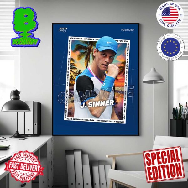 Sinner Masters 1000 Miami Open Champion Wall Decor Poster Canvas