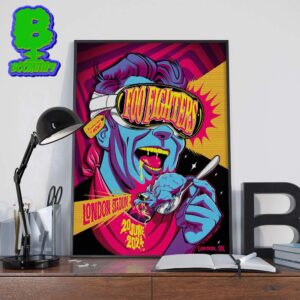 Foo Fighters London UK Night One At London Stadium On June 20 2024 Art By Zombie Yeti Poster Canvas Wall Decor